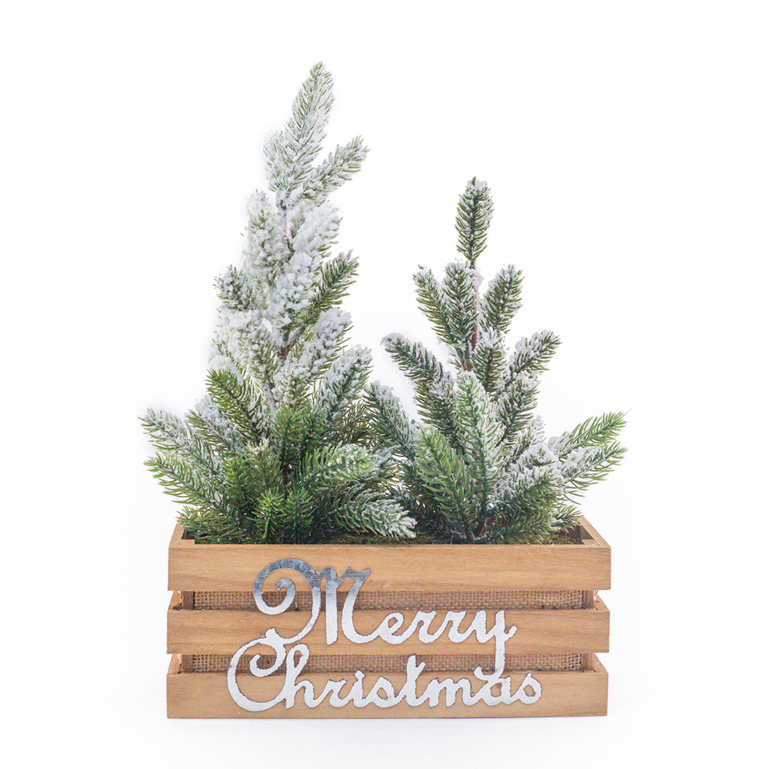 Arbol Navideno con Maceta de Madera