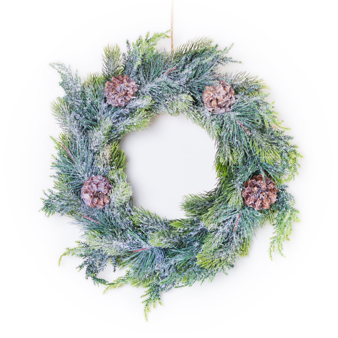 Corona Verde con Piñas 40 cm