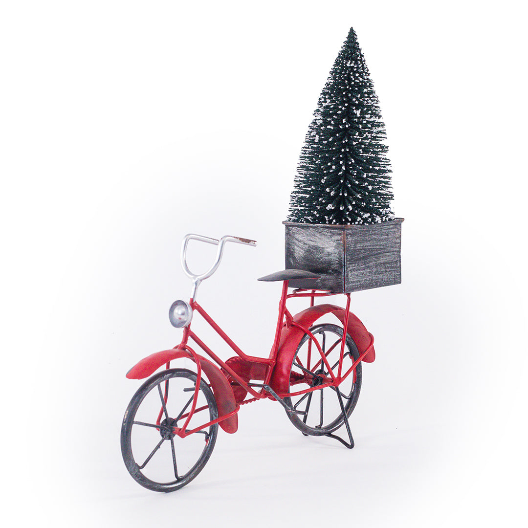 Bicicleta Roja y Arbol Navideno