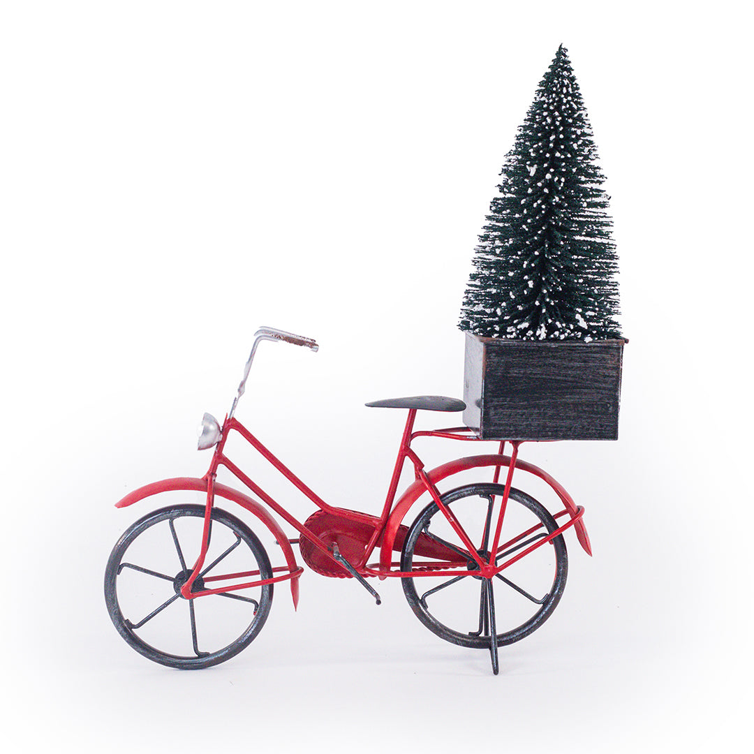 Bicicleta Roja y Arbol Navideno