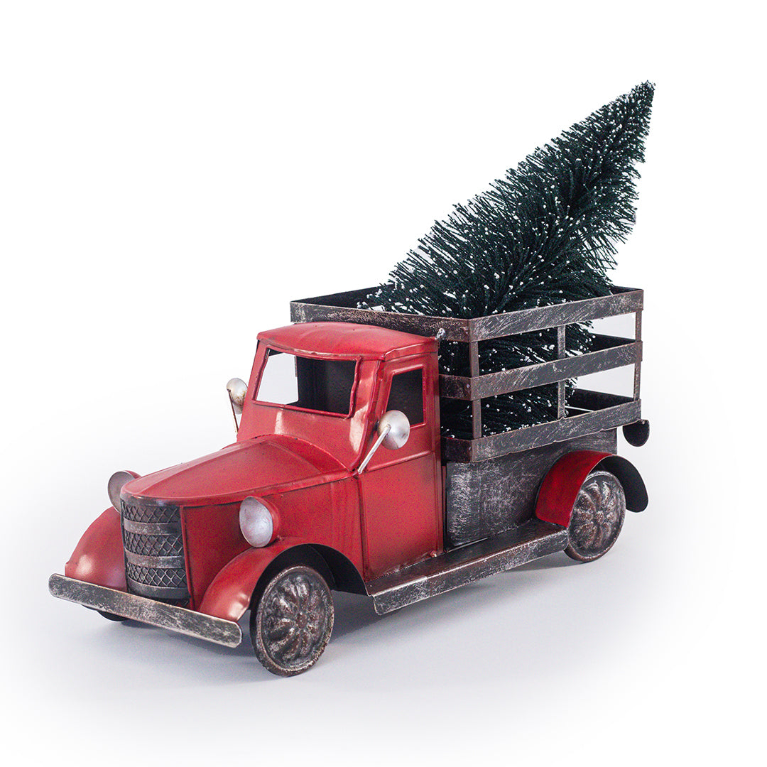 Camioneta Roja y Arbol Navideno