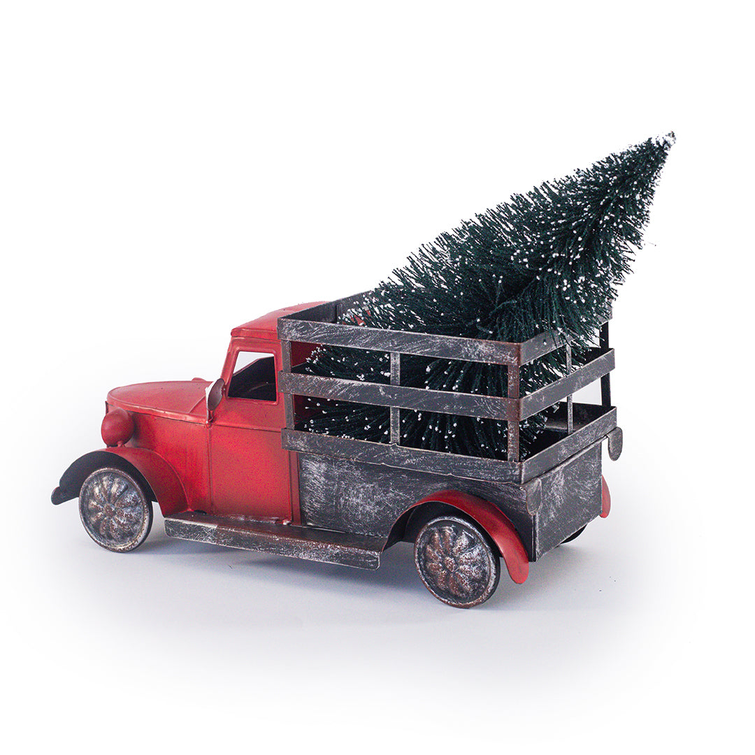 Camioneta Roja y Arbol Navideno